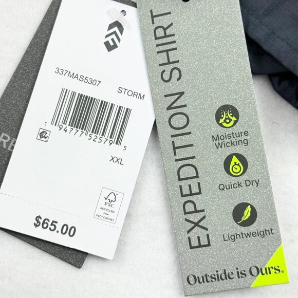 NWT Free Country Men's Expedition Moisture Wicking Storm Gray Nylon Shirt Sz XXL - Picture 7 of 12